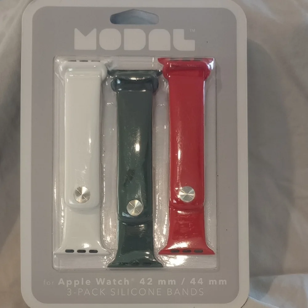 Modal Silicone Bands for Apple Watch - White, Green, and Red